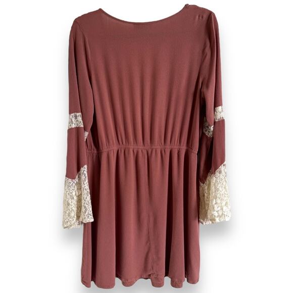 Forever 21 Womens Dress Sz 1X Mini Embroidered Dusty Rose Tunic Cottagecore - Picture 4 of 8